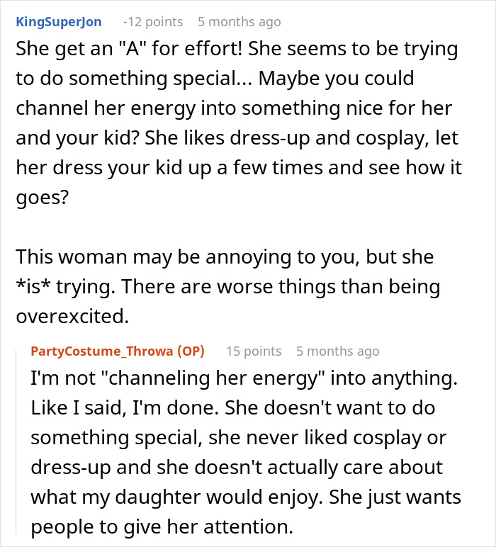 A comment thread about a stepmom hijacking a kids birthday, discussing her efforts and desire for attention. A comment thread about a stepmom hijacking a kids birthday, discussing her efforts and desire for attention.