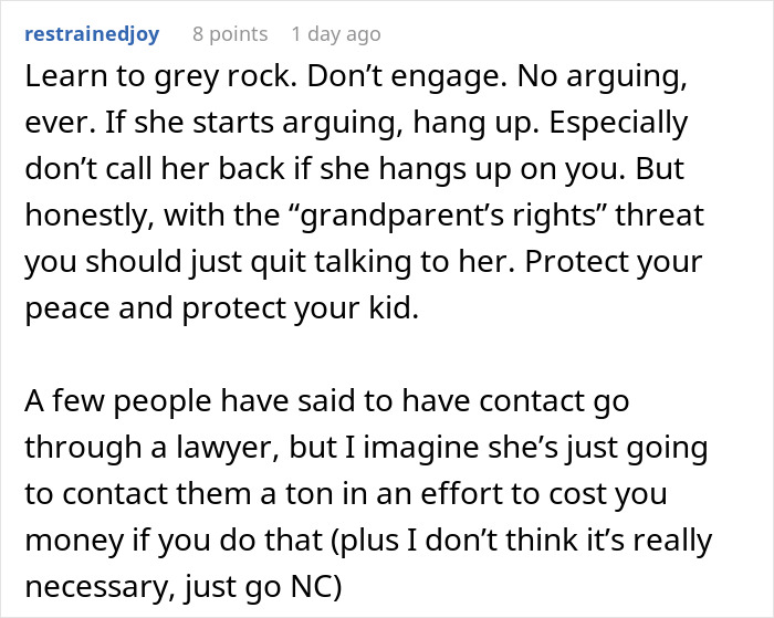 A comment advising on how to deal with a delusional mom threatening to sue her daughter. A comment advising on how to deal with a delusional mom threatening to sue her daughter.
