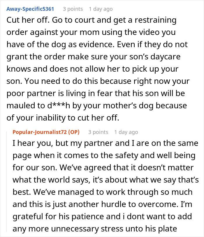A screenshot of a Reddit comment suggesting a restraining order against a delusional mom threatening to sue daughter. A screenshot of a Reddit comment suggesting a restraining order against a delusional mom threatening to sue daughter.