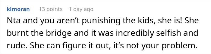 A comment on a post about a single mom who lies to make her sister babysit her kids. A comment on a post about a single mom who lies to make her sister babysit her kids.