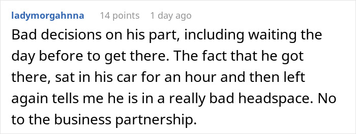 A comment about a groom's friend missing his wedding due to withdrawal issues, highlighting bad decisions and a bad headspace. A comment about a groom's friend missing his wedding due to withdrawal issues, highlighting bad decisions and a bad headspace.
