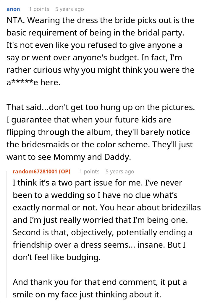 A bride is shocked as her maid of honor replaces the dress she bought, ending their friendship. A bride is shocked as her maid of honor replaces the dress she bought, ending their friendship.