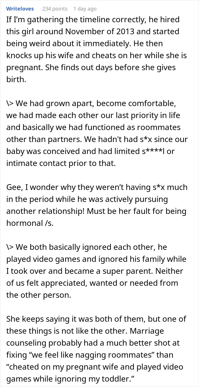 Man cheats on pregnant wife with coworker, then uses 4YO to manipulate her forgiveness. Infidelity timeline. Man cheats on pregnant wife with coworker, then uses 4YO to manipulate her forgiveness. Infidelity timeline.