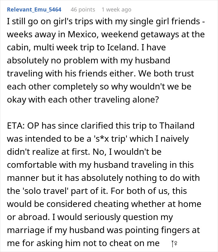 Guy Wants Marriage At Home And Single-Guy Trips To Thailand With Pals, Wife Says He Can’t Have Both Guy Wants Marriage At Home And Single-Guy Trips To Thailand With Pals, Wife Says He Can’t Have Both