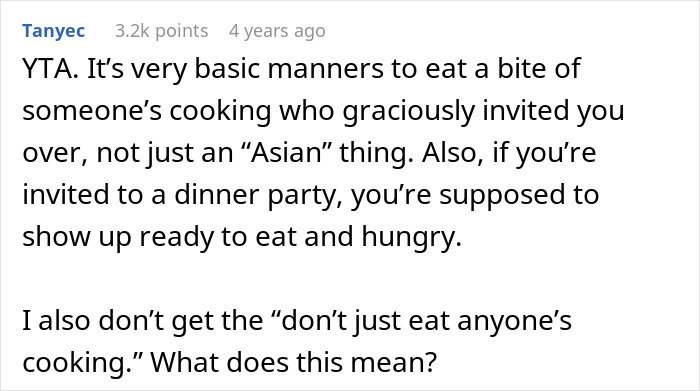 A woman refuses to eat at her MILs home, stating she doesn't just eat anyone's cooking.