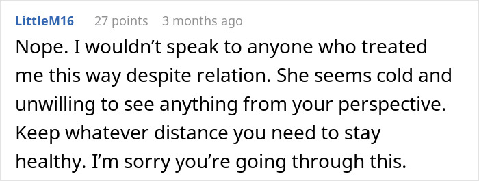 Screenshot of a Reddit comment about the MIL's behavior during DIL's pregnancy competition and miscarriage. Screenshot of a Reddit comment about the MIL's behavior during DIL's pregnancy competition and miscarriage.
