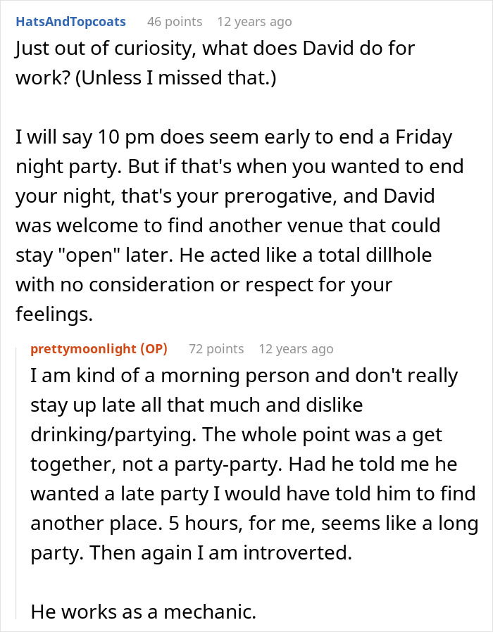 A woman explains her preference for early nights and dislike of late parties, justifying her breaking up with a childish BF. A woman explains her preference for early nights and dislike of late parties, justifying her breaking up with a childish BF.