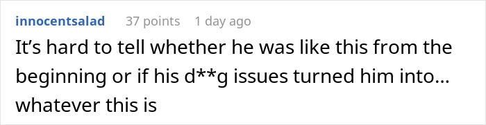 A comment pondering if the childish BF's issues were inherent or developed, impacting the woman's breakup. A comment pondering if the childish BF's issues were inherent or developed, impacting the woman's breakup.