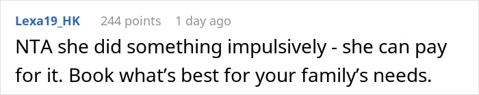 Reddit comment about making impulsive travel plans and paying for them, suggesting to book what's best.