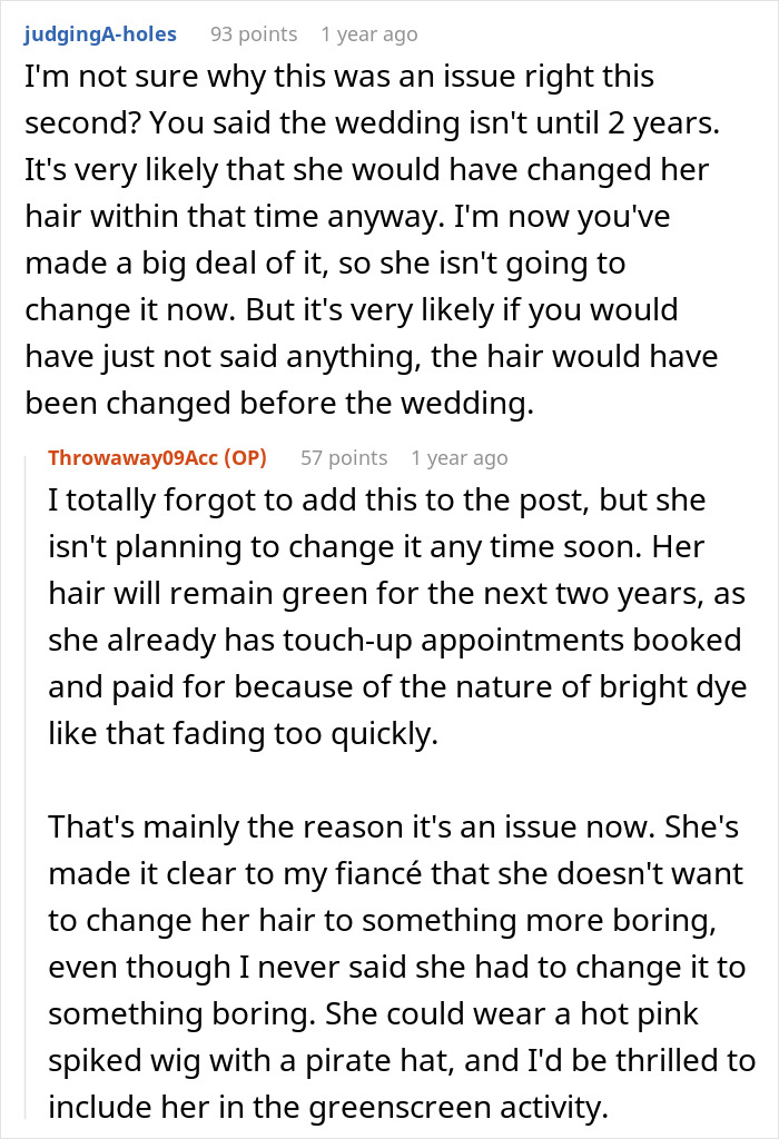 A white background with black text showing a comment section discussing a woman's scary fixation.