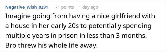 A comment on the Friends Save Woman's Life article about a childish BF facing prison after a breakup. A comment on the Friends Save Woman's Life article about a childish BF facing prison after a breakup.
