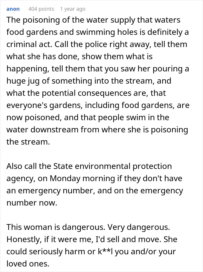 Neighbor From Hell Dumps Vinegar In Shared Stream, Mad As Homeowner Doesn&rsquo;t Allow Her In Hot Spring