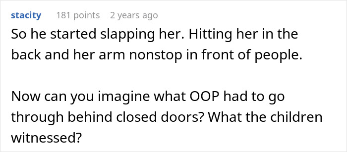 A comment detailing a husband's violent reaction, slapping his wife, after accidentally serving allergic SIL peanuts. A comment detailing a husband's violent reaction, slapping his wife, after accidentally serving allergic SIL peanuts.