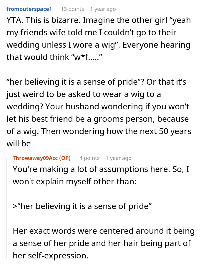 A screenshot of a Reddit comment discussing a woman's scary fixation over a groom and unsettling turns.