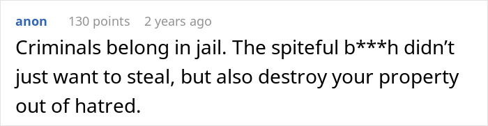 A comment about an aunt asking for money and stealing, saying criminals belong in jail. A comment about an aunt asking for money and stealing, saying criminals belong in jail.