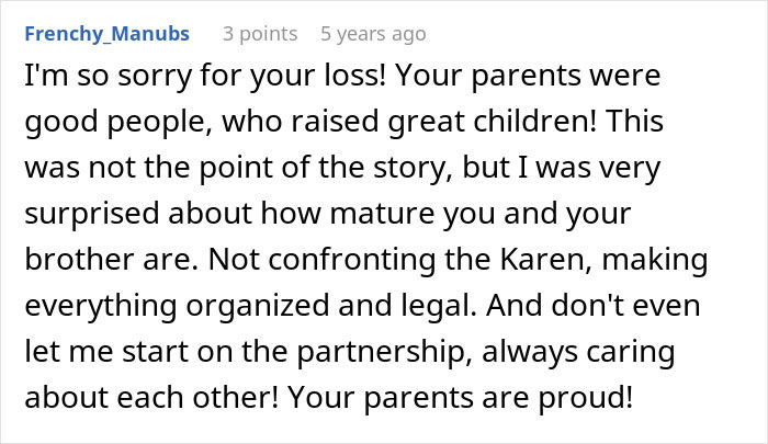 A comment praising the children for handling the entitled aunt's attempt to take over home and job with maturity. A comment praising the children for handling the entitled aunt's attempt to take over home and job with maturity.
