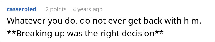 A comment advises the girlfriend not to get back with her boyfriend after his cruel prank. A comment advises the girlfriend not to get back with her boyfriend after his cruel prank.