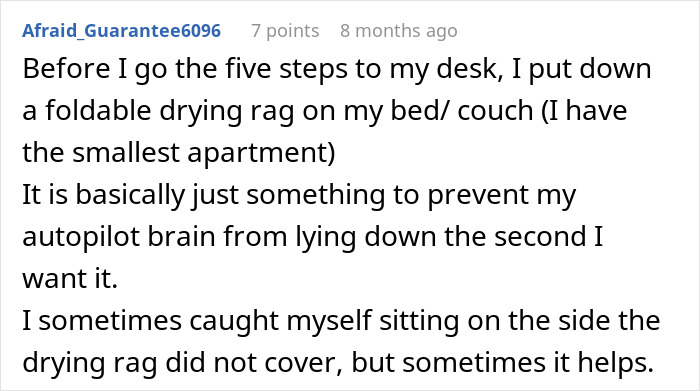 A person shares one simple trick that changed their life: user comment on preventing autopilot from lying down.