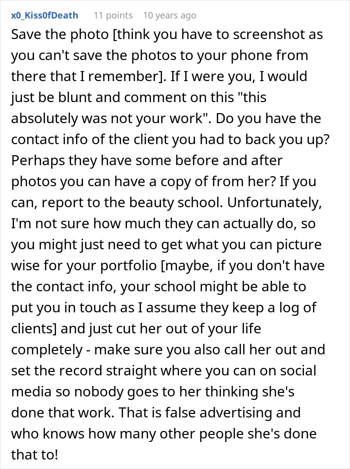 Internet advice helps a woman who trusts her older friend but gets used, solving her problem.