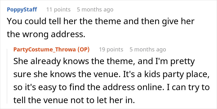 A screenshot of a comment suggesting giving a stepmom the wrong address to prevent her from hijacking a kid's birthday. A screenshot of a comment suggesting giving a stepmom the wrong address to prevent her from hijacking a kid's birthday.