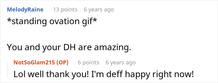 An internet user offers a 'standing ovation gif' as a comment, admiring a man's shiny spine for kicking his mom out. An internet user offers a 'standing ovation gif' as a comment, admiring a man's shiny spine for kicking his mom out.