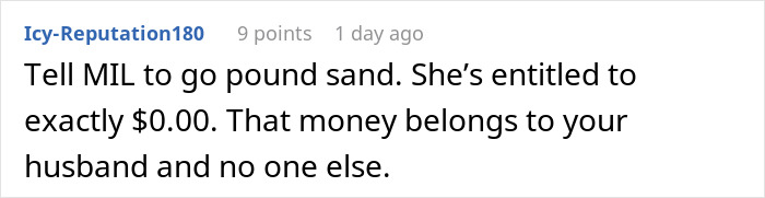 A comment about the entitled mom's finder's fee, stating she is not entitled to any money. A comment about the entitled mom's finder's fee, stating she is not entitled to any money.