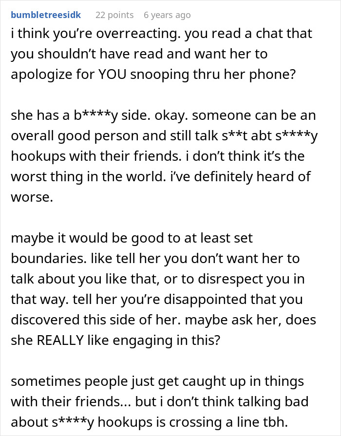 A comment on a forum about a guy who met the one, discussing boundaries after peeking at her phone.
