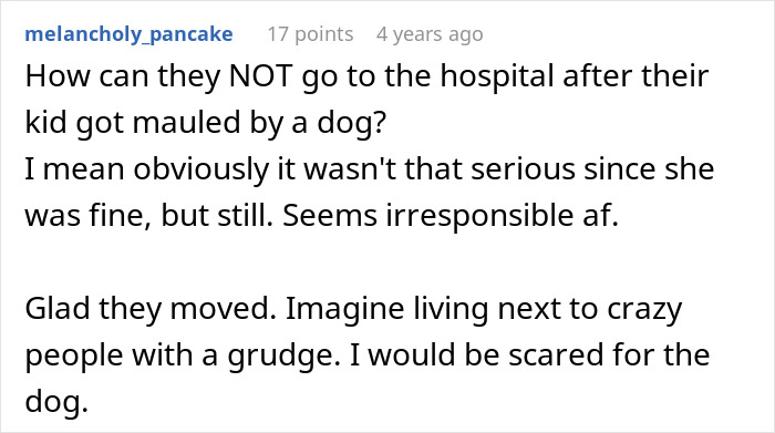 A comment questioning irresponsible parent actions and expressing concern for the dog after a dog owner's worst nightmare. A comment questioning irresponsible parent actions and expressing concern for the dog after a dog owner's worst nightmare.