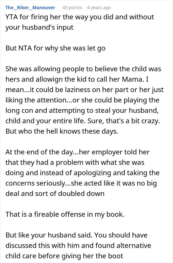 Wife Shocks Husband By Firing The Nanny On The Spot, Calls Her Reason An Overreaction Wife Shocks Husband By Firing The Nanny On The Spot, Calls Her Reason An Overreaction