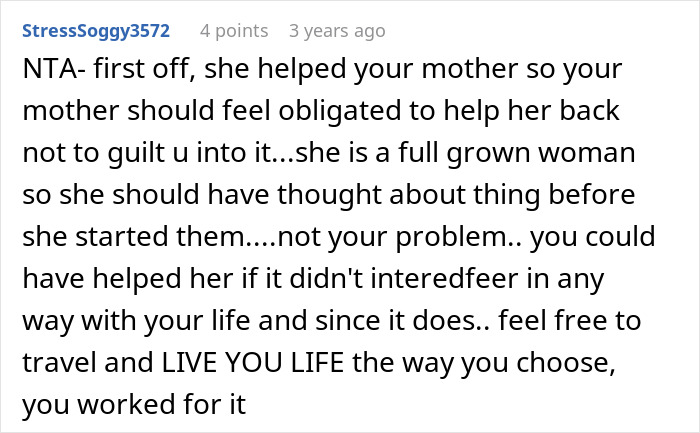 Man thinks the matter with aunt asking him money is done after he denies her, not your problem, live your life. Man thinks the matter with aunt asking him money is done after he denies her, not your problem, live your life.