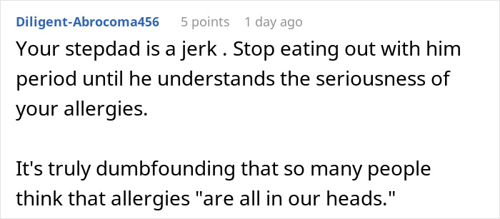 Family Doesn't Care About Person's Health, Says They're Overreacting: "Within Minutes My Throat Started Closing" Family Doesn't Care About Person's Health, Says They're Overreacting: "Within Minutes My Throat Started Closing"