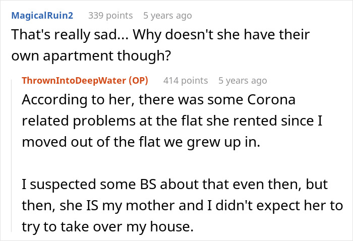 Reddit comments discussing entitled mom trying to frame her son for locking her out of the house. Reddit comments discussing entitled mom trying to frame her son for locking her out of the house.
