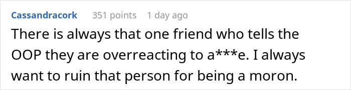 Screenshot of a comment discussing a woman breaking up with her childish BF and avoiding further misery. Screenshot of a comment discussing a woman breaking up with her childish BF and avoiding further misery.