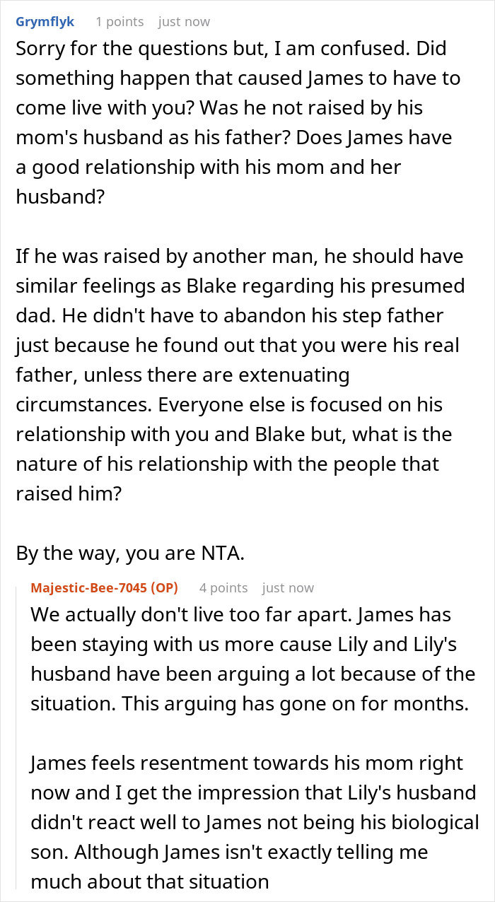 A screenshot of a Reddit comment discussing the dad's relationship with his sons and their adoption status. A screenshot of a Reddit comment discussing the dad's relationship with his sons and their adoption status.