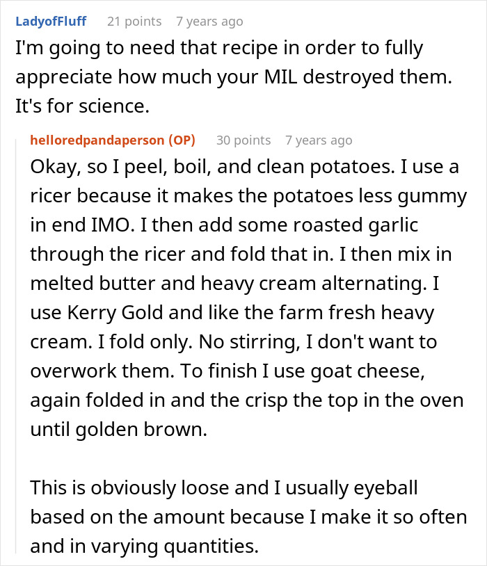 A Reddit comment section about a MIL who put essential oils in Thanksgiving holiday dishes, with a user asking for a recipe. A Reddit comment section about a MIL who put essential oils in Thanksgiving holiday dishes, with a user asking for a recipe.