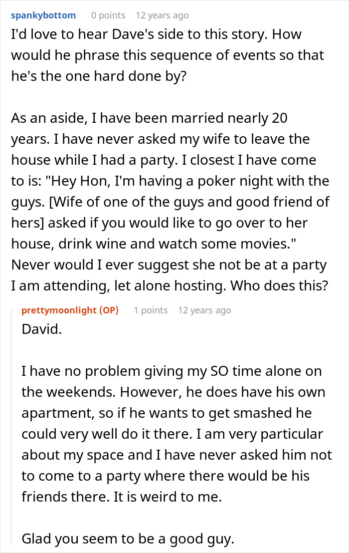 A Reddit comment provides a married man's perspective on respecting space and breaking up with a childish BF. A Reddit comment provides a married man's perspective on respecting space and breaking up with a childish BF.