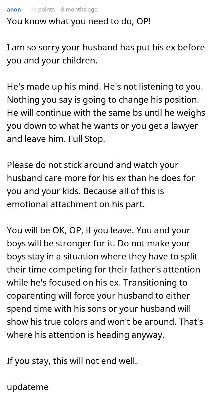 Husband Drops Everything To Help His Sick Ex Wife, Doesn't Care What His Current Wife Thinks Husband Drops Everything To Help His Sick Ex Wife, Doesn't Care What His Current Wife Thinks
