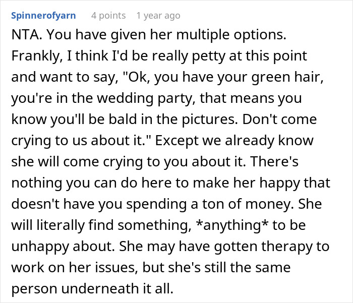 A comment discussing a woman's scary fixation over groom and an unsettling turn a year later.