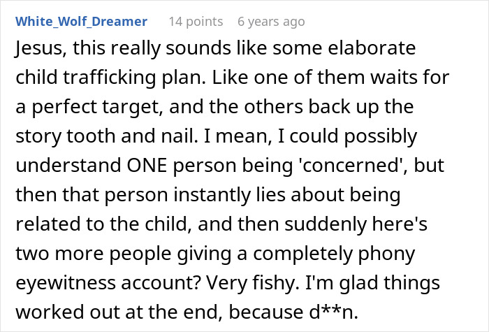 A comment about an old Karen trying to kidnap a steSpon, describing the situation as an elaborate child trafficking plan. A comment about an old Karen trying to kidnap a steSpon, describing the situation as an elaborate child trafficking plan.