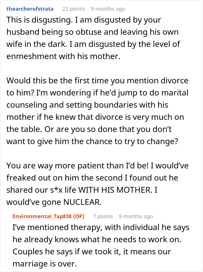 A comment about a woman feeling like a third wheel in her marriage, highlighting disgust at her husband and MIL. Problematic marriage. A comment about a woman feeling like a third wheel in her marriage, highlighting disgust at her husband and MIL. Problematic marriage.