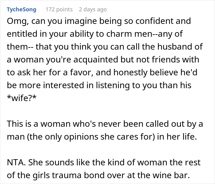A comment discussing a bride belittling women, ending up without a bridesmaid, and trying to force a friend to take the role. A comment discussing a bride belittling women, ending up without a bridesmaid, and trying to force a friend to take the role.