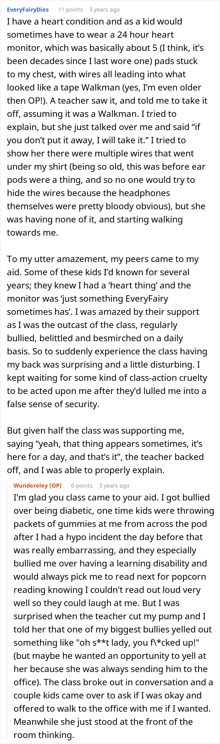 A screenshot of a Reddit post where the original poster talks about a teacher who tried to take their medical device, leading to the teacher learning a lesson. A screenshot of a Reddit post where the original poster talks about a teacher who tried to take their medical device, leading to the teacher learning a lesson.