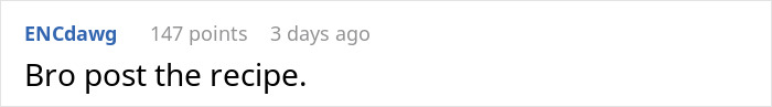 A comment asking for the best brownies ever recipe, reflecting the woman's petty payback against teammates. A comment asking for the best brownies ever recipe, reflecting the woman's petty payback against teammates.