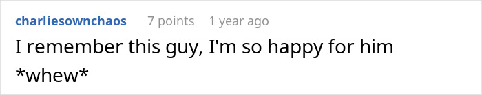 A supportive comment expressing happiness for someone who received a second chance at life after a brain tumor.