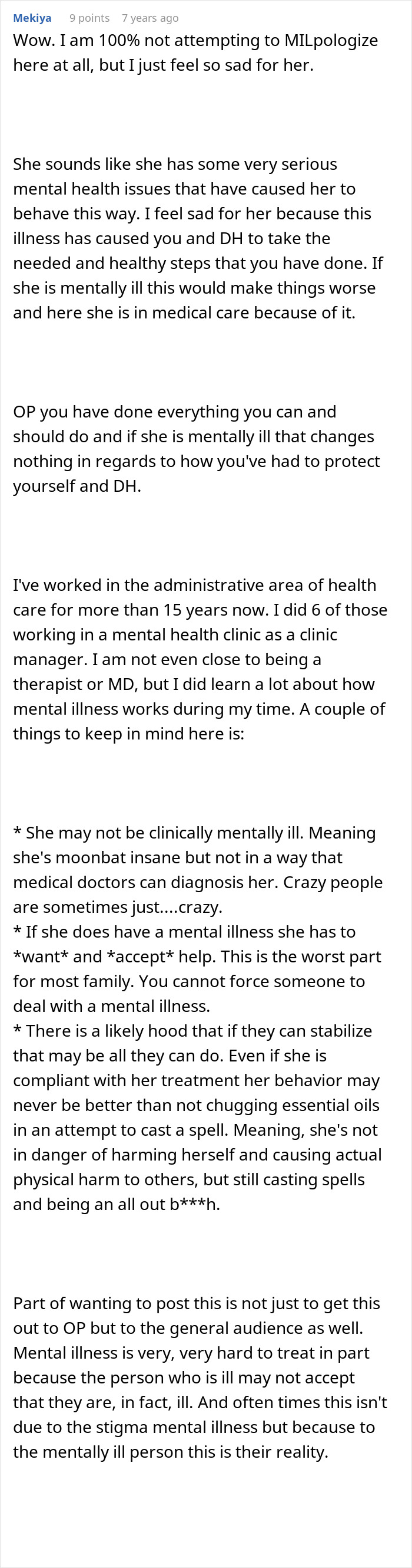 MIL witching around: an extensive comment on MILs mental health issues and the challenges of treatment.
