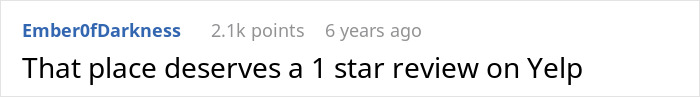 A comment suggesting a 1-star Yelp review for a racist Karen incident involving an expensive phone and cops. A comment suggesting a 1-star Yelp review for a racist Karen incident involving an expensive phone and cops.