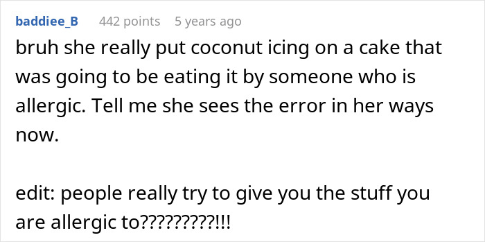 Wedding guests discussing MIL sabotaging wedding with coconut icing, knowing someone was allergic. Wedding guests discussing MIL sabotaging wedding with coconut icing, knowing someone was allergic.