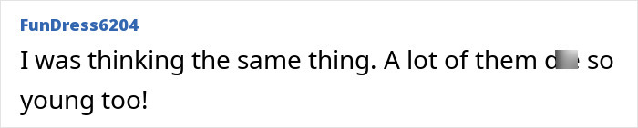 A comment agreeing about the surprising number of young beauty influencers dying due to cosmetic surgery. A comment agreeing about the surprising number of young beauty influencers dying due to cosmetic surgery.