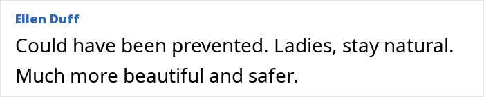 Comment on preventable cosmetic surgery tragedies, advocating for natural beauty. Comment on preventable cosmetic surgery tragedies, advocating for natural beauty.