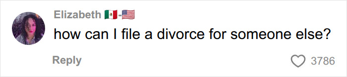 A comment asking how to file a divorce for someone else, referencing the viral World Cup moment. A comment asking how to file a divorce for someone else, referencing the viral World Cup moment.